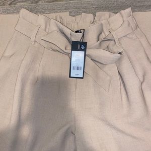 Wide leg paper bag waist pants